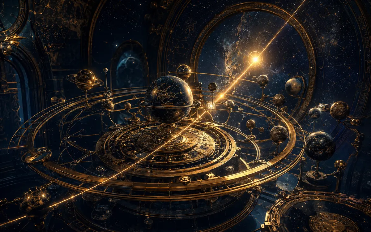 Orrery céleste représentant les planètes et leurs transits