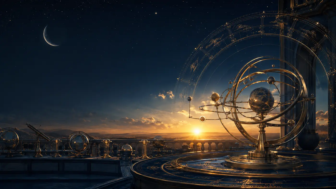 Observatoire céleste entre la nuit et l’aube