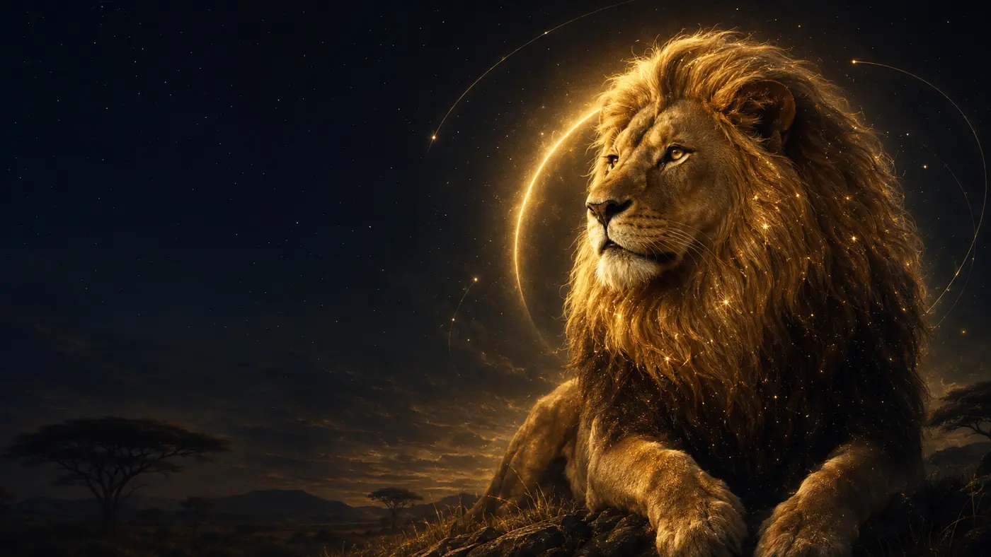 Représentation céleste premium du signe Lion